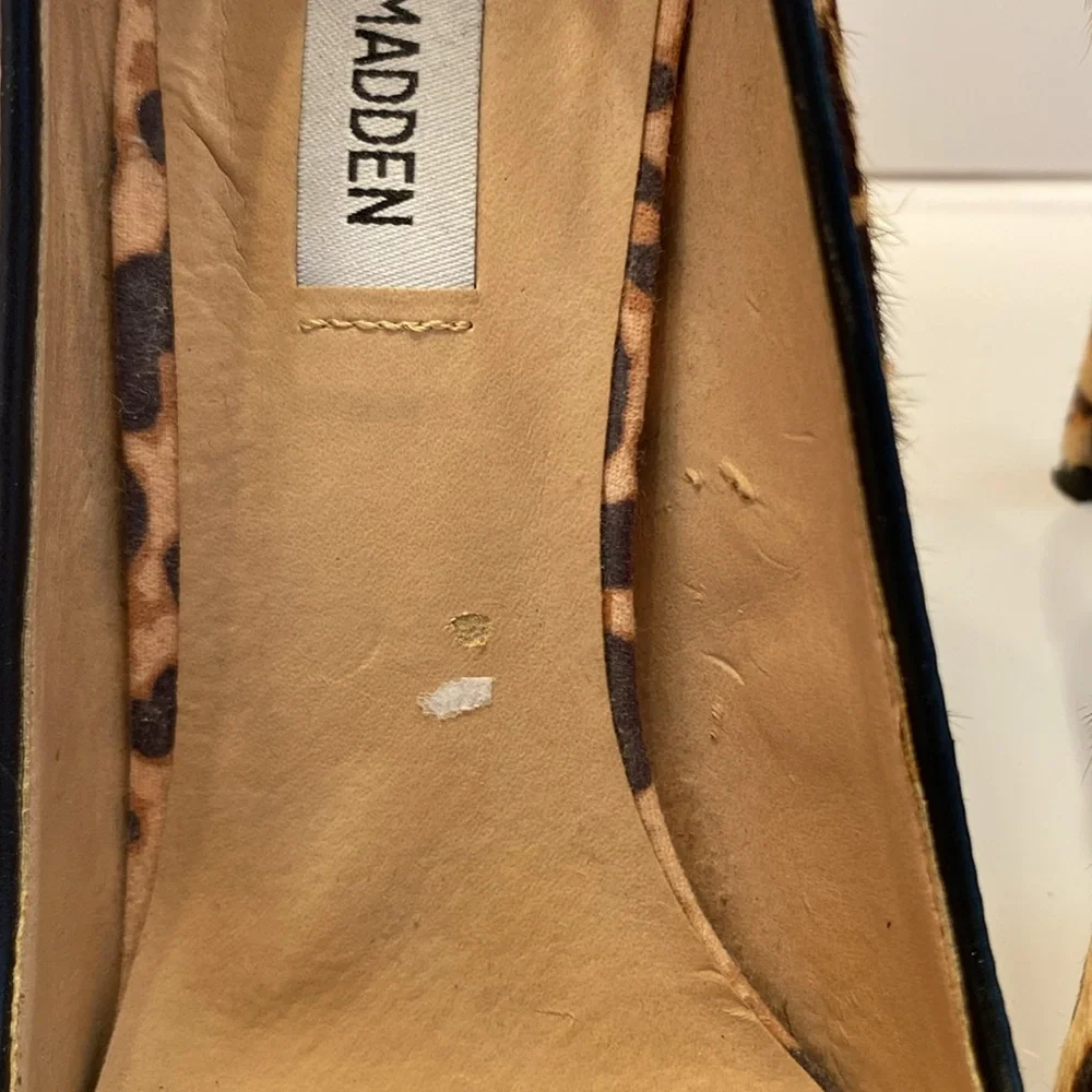 Steve Madden  Women’s Heels, fur dyed leopard print, 4.5 inch heels , Size 10 M - Picture 13 of 14